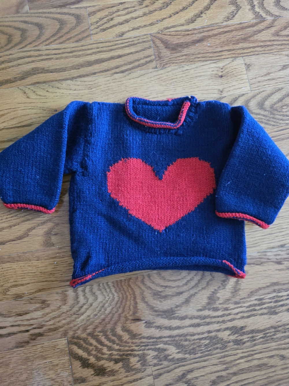Baby Girls Navy Sweater with Red Heart - Unbranded